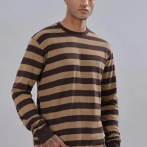 FS007||Brown Stripes|| Full Sleeve Round Neck T-Shirt