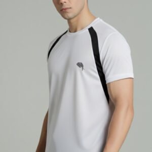 RHS01A||WHITE BLACK|| Round Neck Half