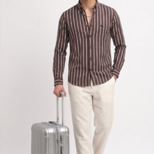 LS005||BROWN STRIPES|| Full Sleeve Shirts || 100% Cotton